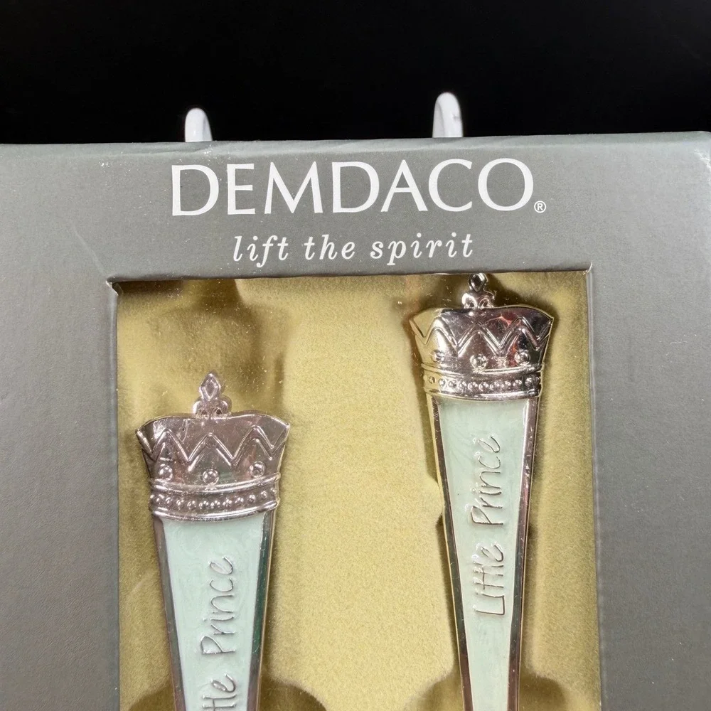 Demdaco Little Prince Spoon & Fork Keepsake Gift Set Silver Mint Crown New‎ Box